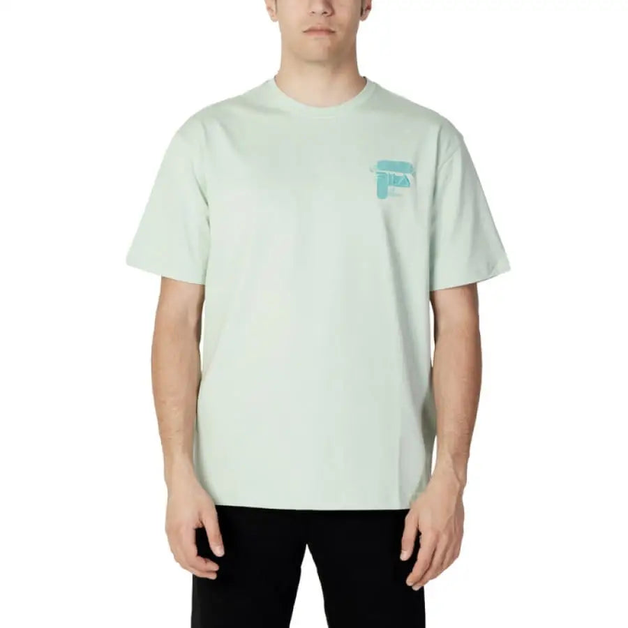 Fila Men T-Shirt with blue logo on light green shirt - Fila Fila Men fashion