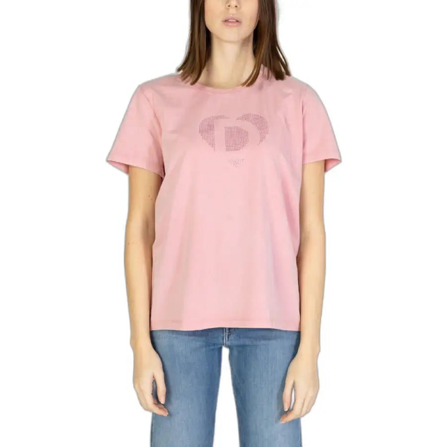 Desigual Desigual women t-shirt with a woman in pink and a black logo